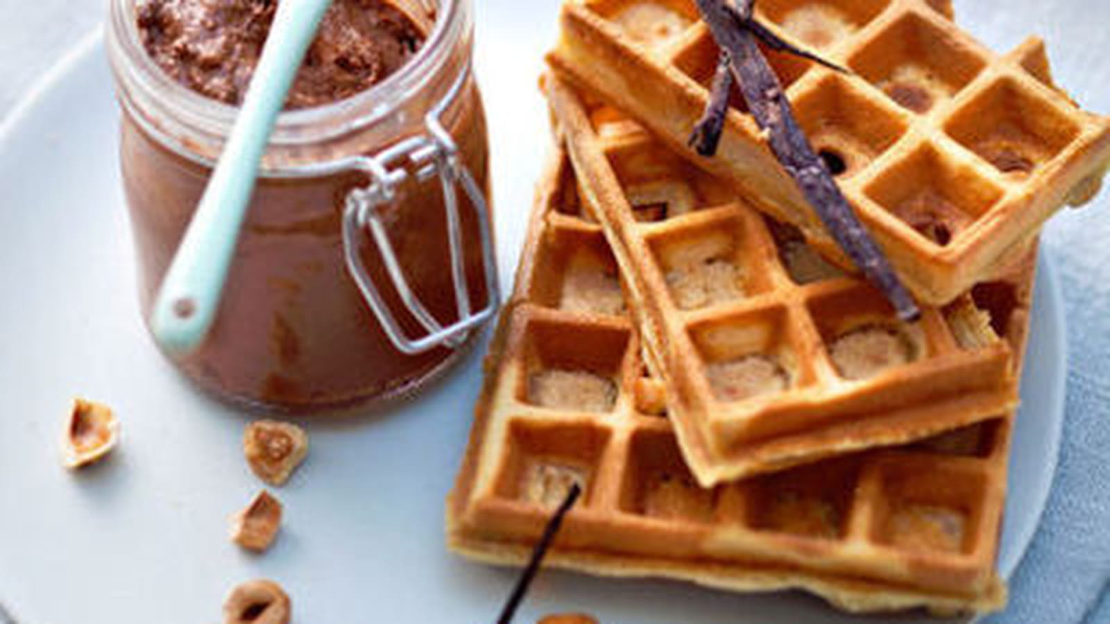 Gaufre à la vanille de Tahiti, pâte à tartiner choco-noisette