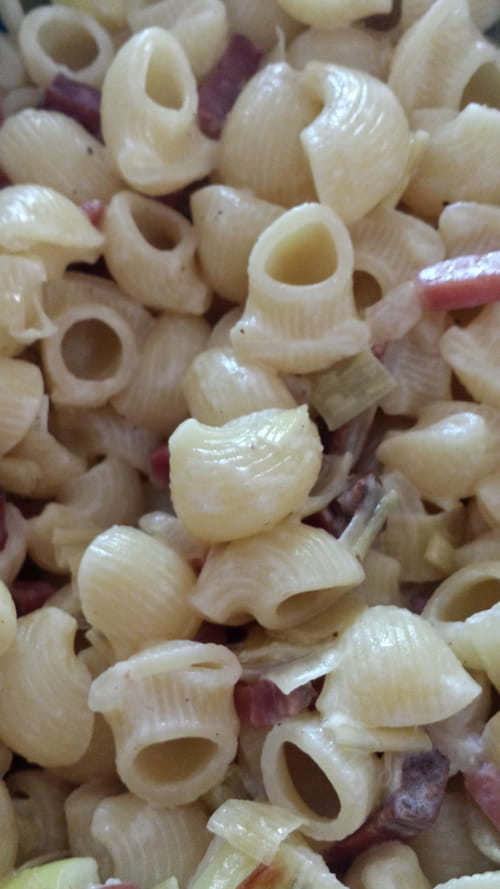 Pâtes au speck et poireaux
