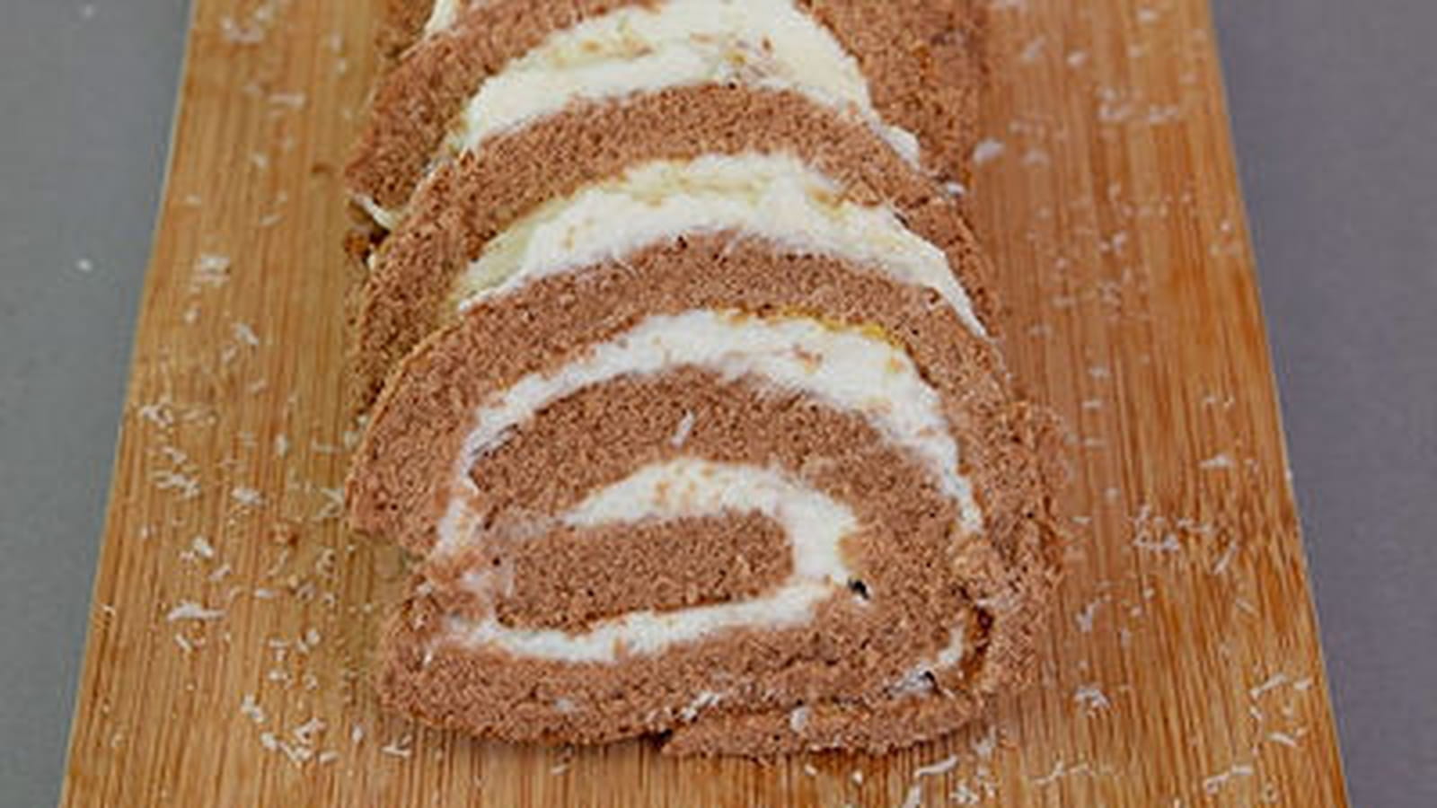 Gâteau roulé au cacao et à la noix de coco {Sans gluten}