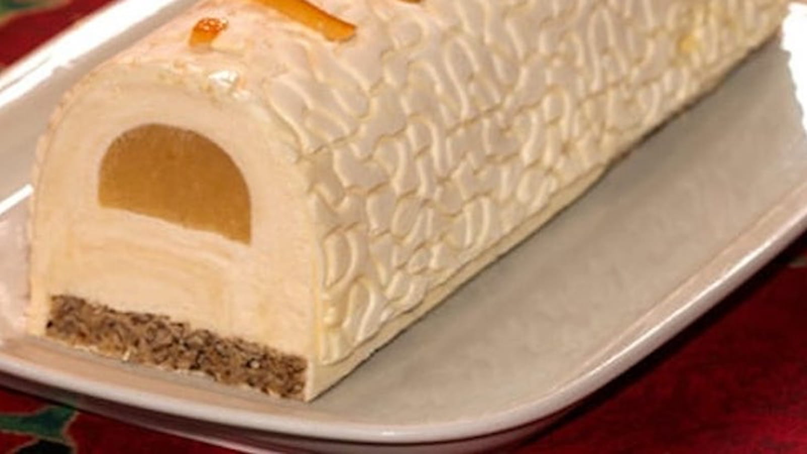 Bûche bavaroise au chocolat blanc et insert mandarine