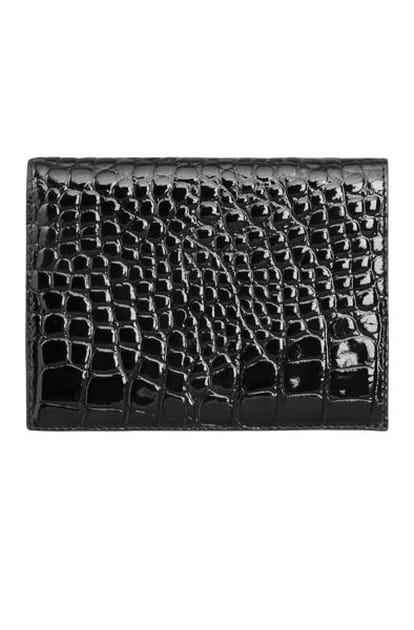 Portefeuille en cuir croco emboss&eacute;