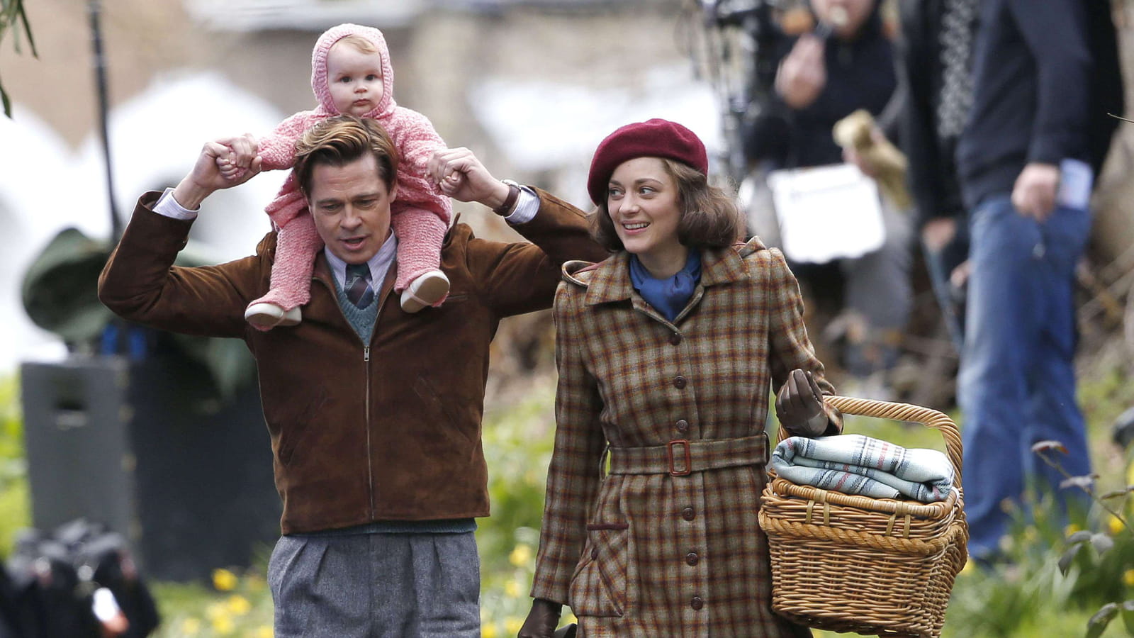 Brad Pitt et Marion Cotillard, sur le tournage de "Alliés" 