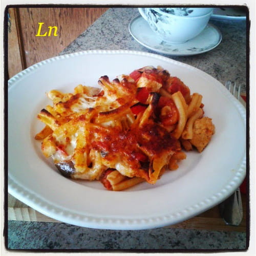 Gratin de casarecce au poulet à la sicilienne