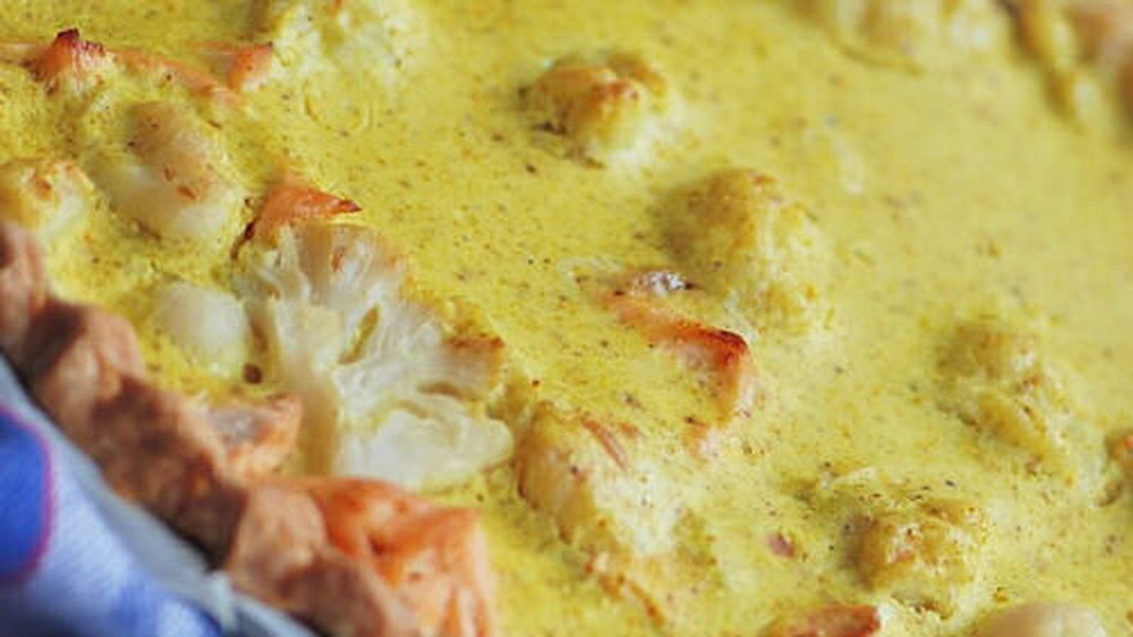 Tarte au saumon et choux-fleurs à l'indienne