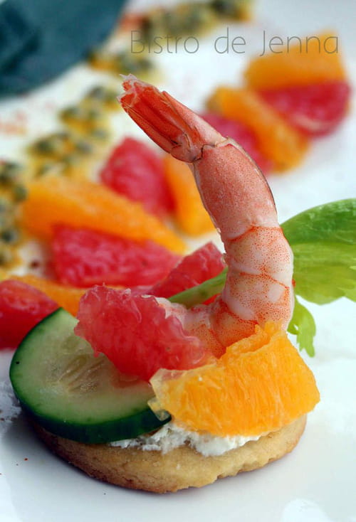 Amuse-bouches aux crevettes et agrumes