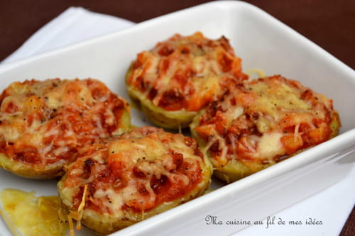 Pommes de terre farcies à la tomate cerise, ail et chorizo