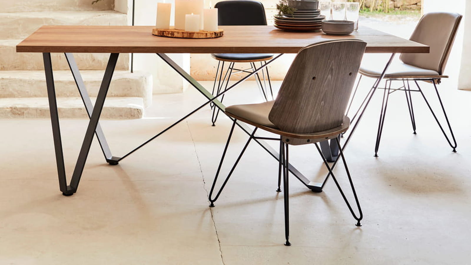 Table à manger métal et bois 