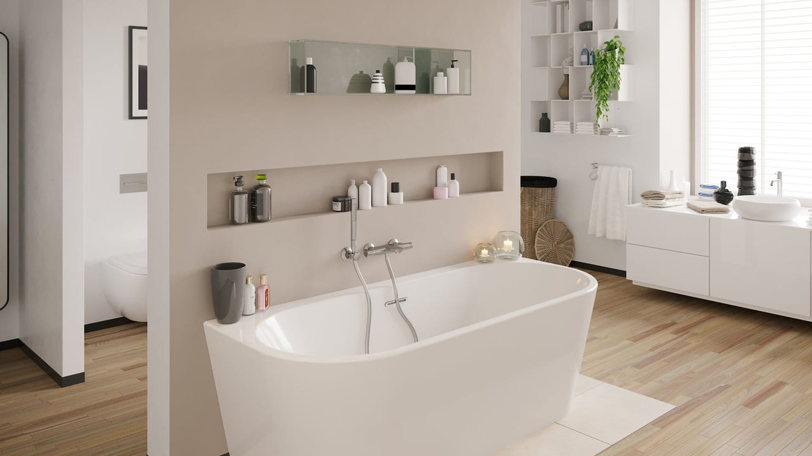 Une baignoire semi-îlot