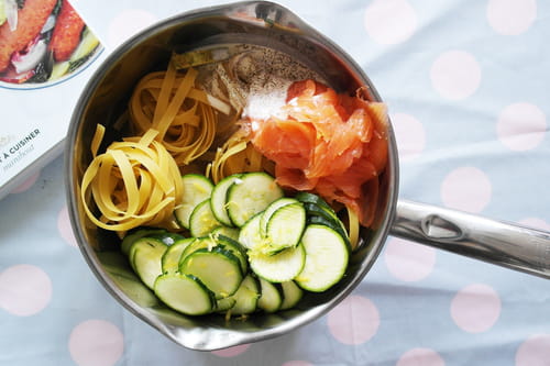 Pâtes saumon fumé-courgettes