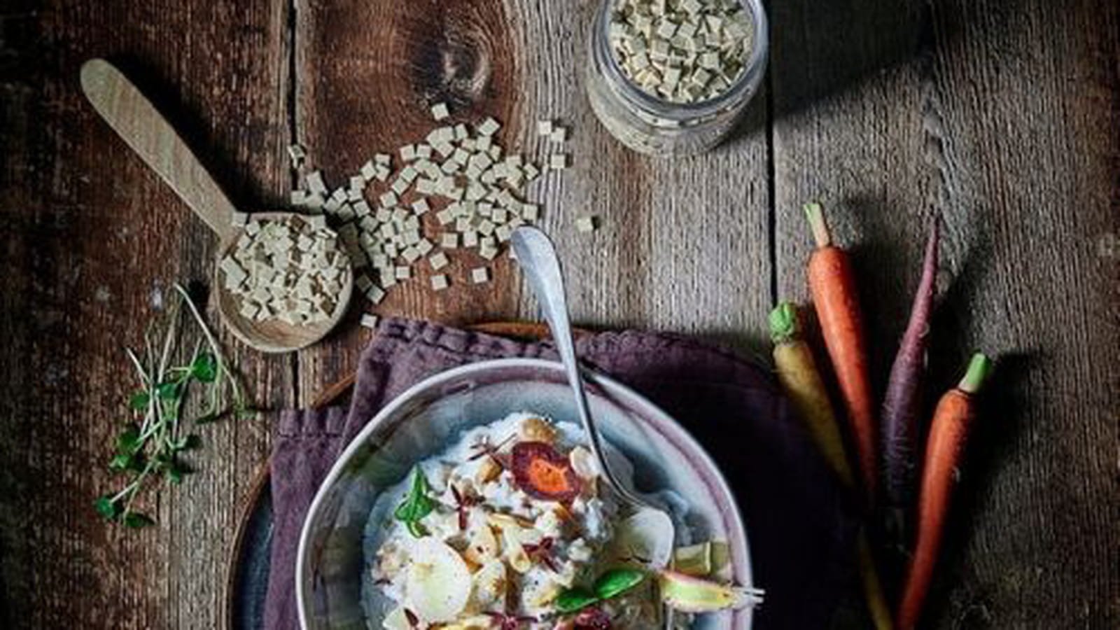 Risotto de Crozets sarrasin au St Môret® et légumes d’Antan