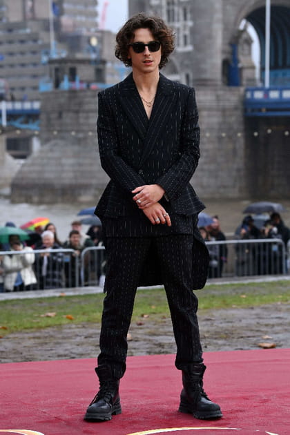 Timothée Chalamet en costume à rayures
