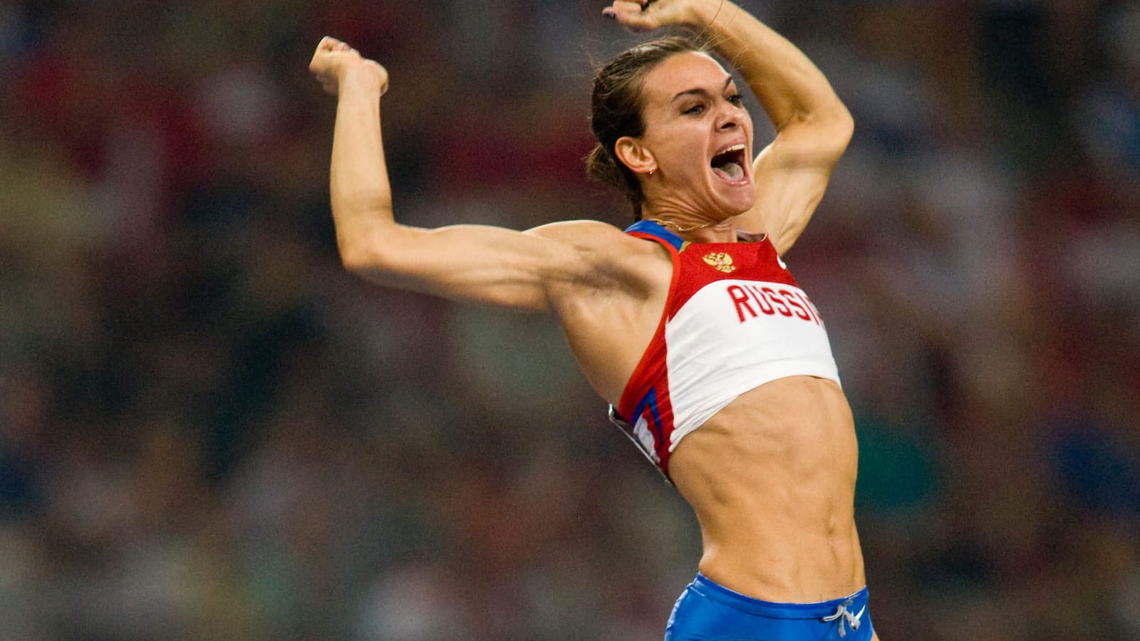 Yelena Isinbaeva aux Jeux olympiques de Pékin en 2008