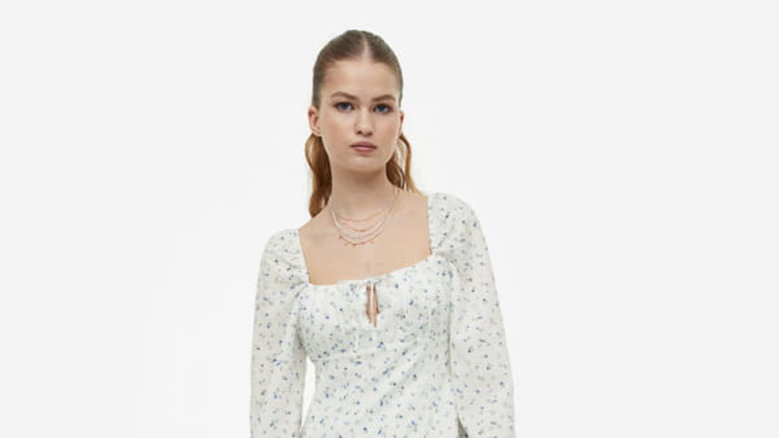 Robe en crêpe avec manches bouffantes H&M 