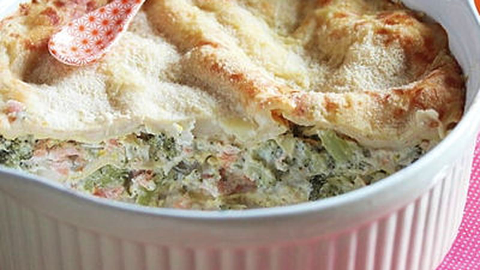 Lasagnes brocoli, saumon fumé et orange
