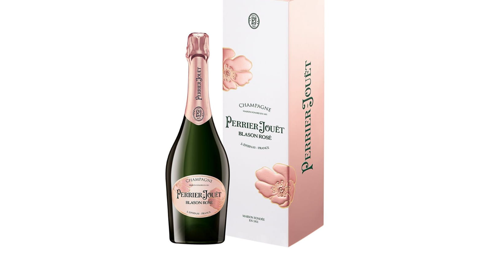 Une bouteille de champagne rosé Perrier-Jouët