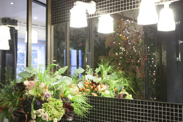 Bouquet à la salle de bains