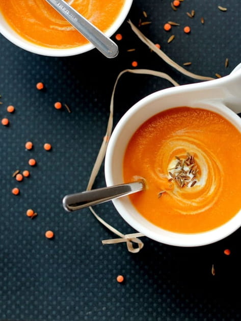 Soupe butternut, carotte et lentille corail