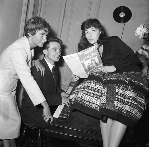 Avec Françoise Sagan et Michel Magne, en 1956
