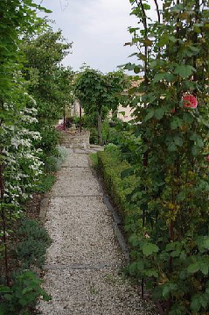 Des all&eacute;es bord&eacute;es d'anciens pieux de vignes en ardoise