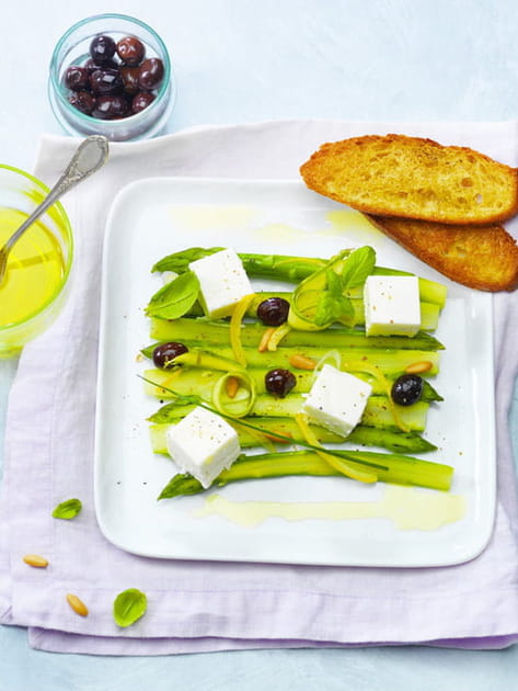 Asperges vertes, olives et citron au Carr&eacute; Frais 0% et herbes fraiches