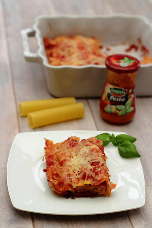 Cannelloni au thon et pesto de tomates et basilic