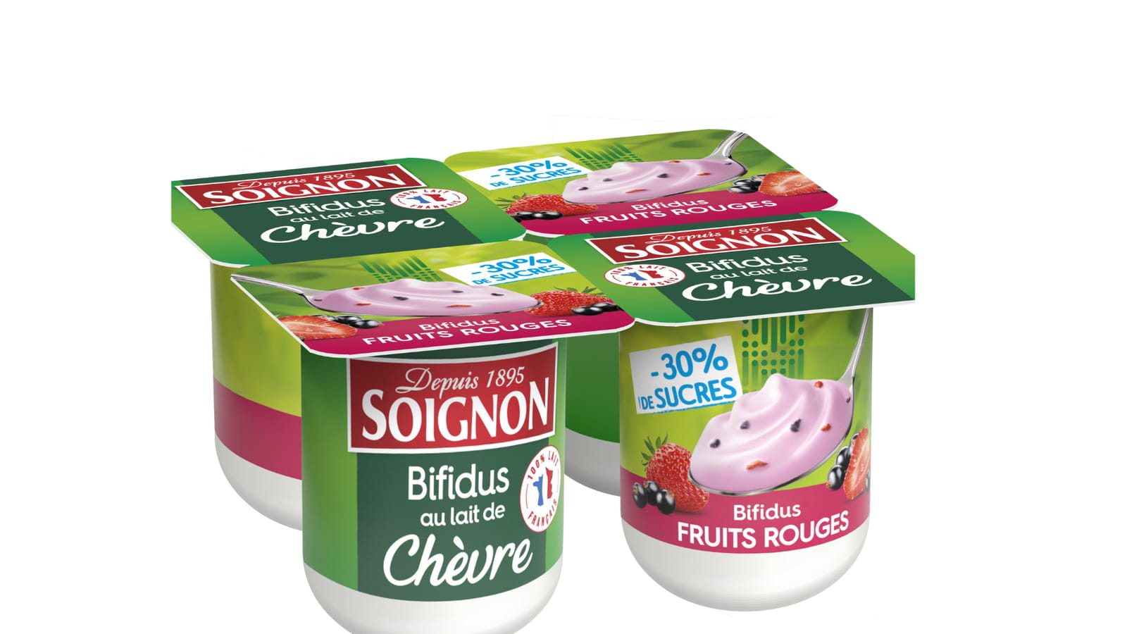 Les Bifidus fruits rouges au lait de chèvre de Soignon