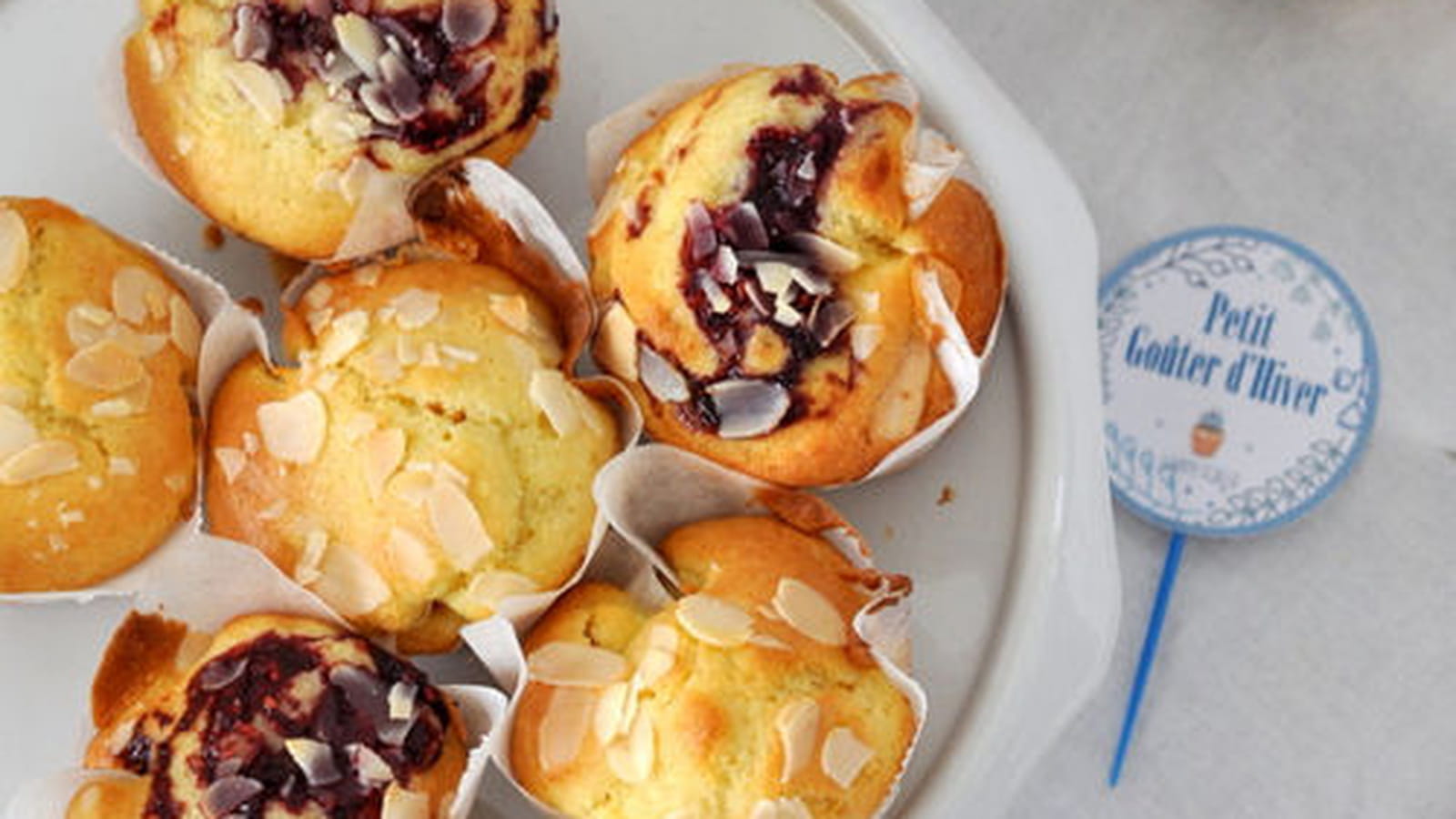 Muffin pomme, amande, confiture et limonade fraise - framboise