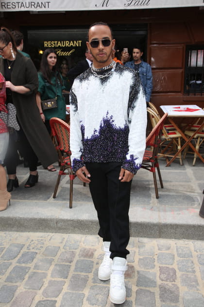 Lewis Hamilton au défilé Homme Louis Vuitton printemps-été 2020