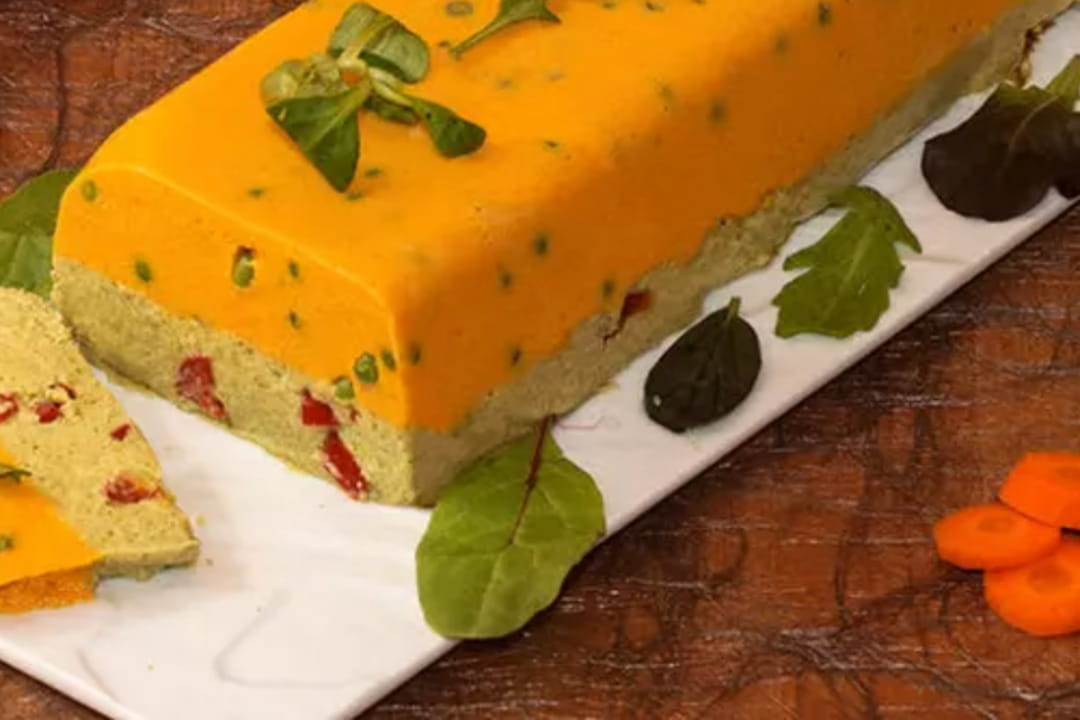 Terrine de carottes, petits pois et brocolis
