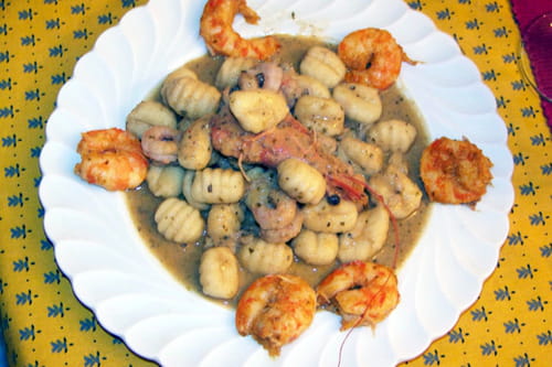 Crevettes et gnocchis au pistou