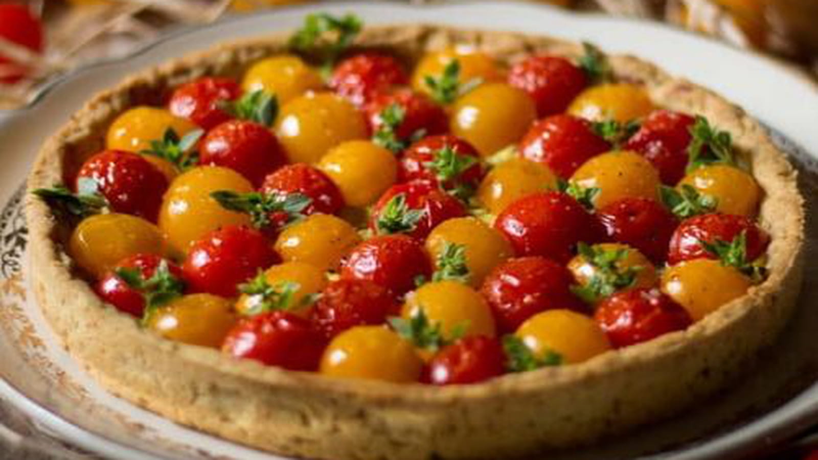 Tarte estivale aux tomates cerises