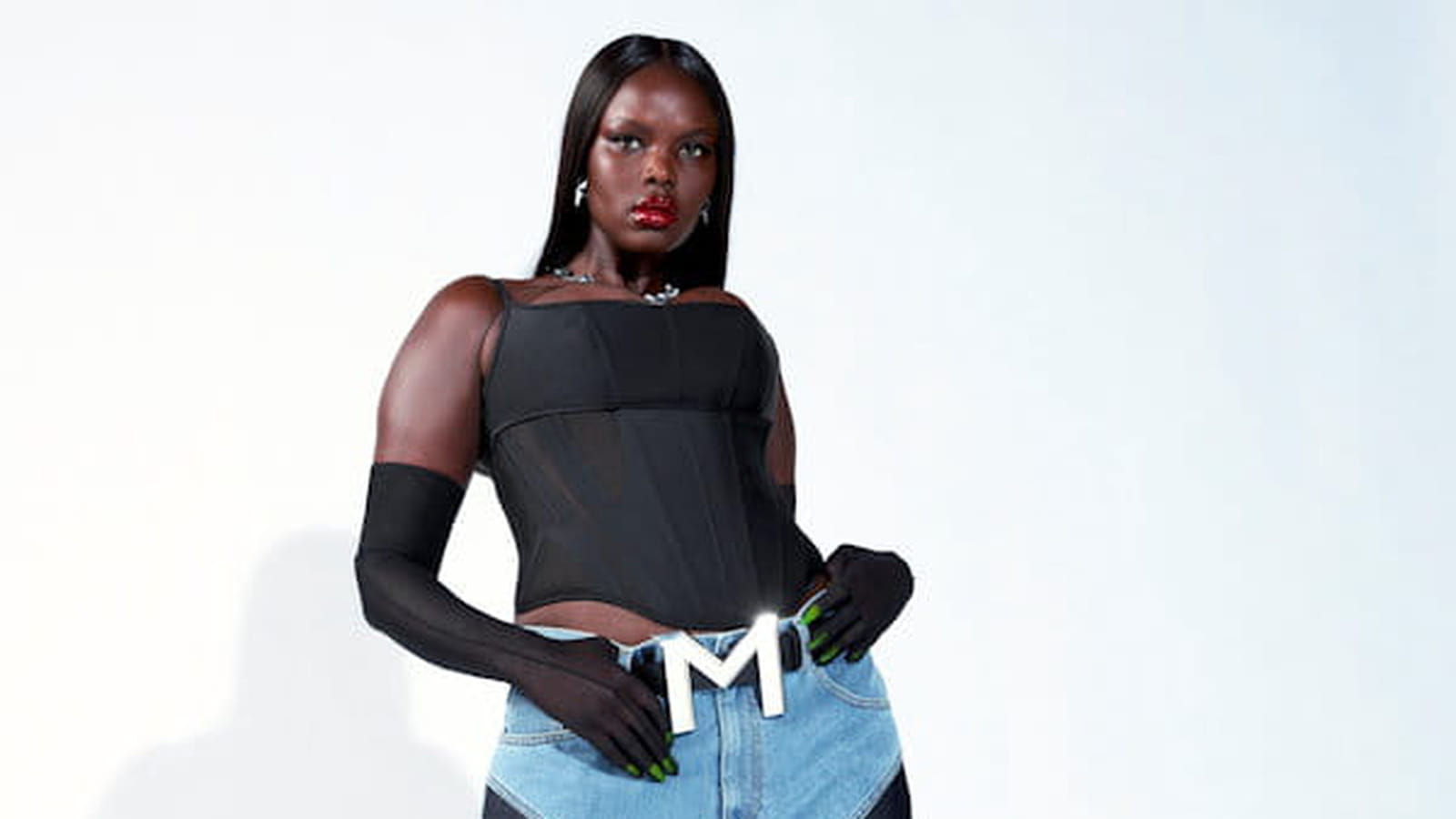 Top corset et jean bicolore Mugler H&M