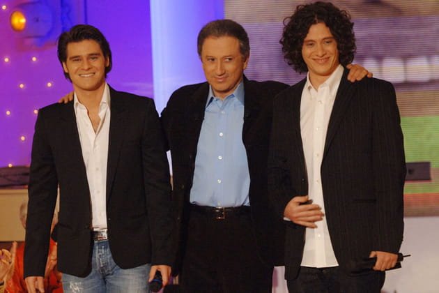 Julien Dassin, Michel Drucker, Jonathan Dassin, lors de l'&eacute;mission Vivement Dimanche, en 2007