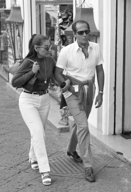 Au bras de Franco Rossellini, son acolyte dans "M&eacute;d&eacute;e"