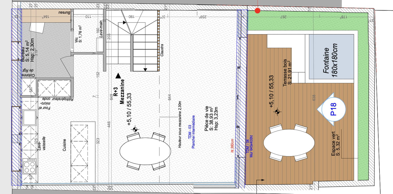 Le plan du 2e &eacute;tage rez-de-jardin apr&egrave;s travaux