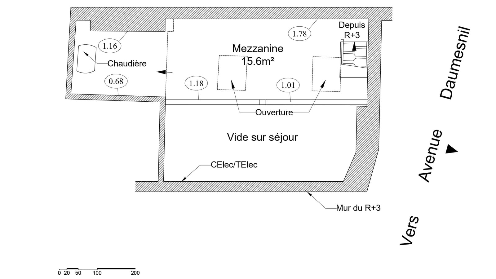 Plan mezzanine existant