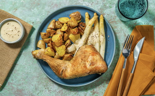 Poulet, asperges et béchamel