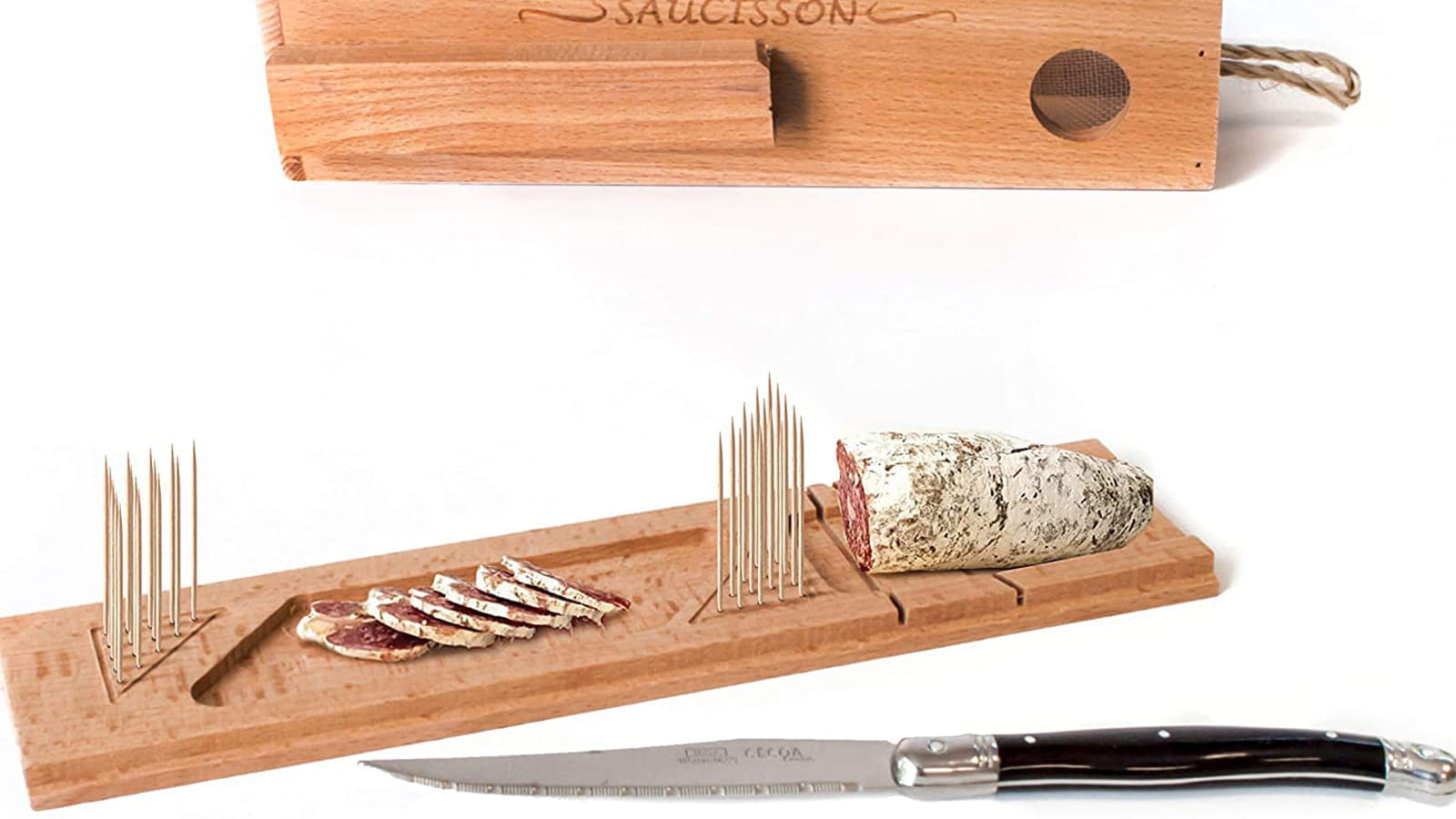 Cave à Saucisson + Presentoir + Couteau
