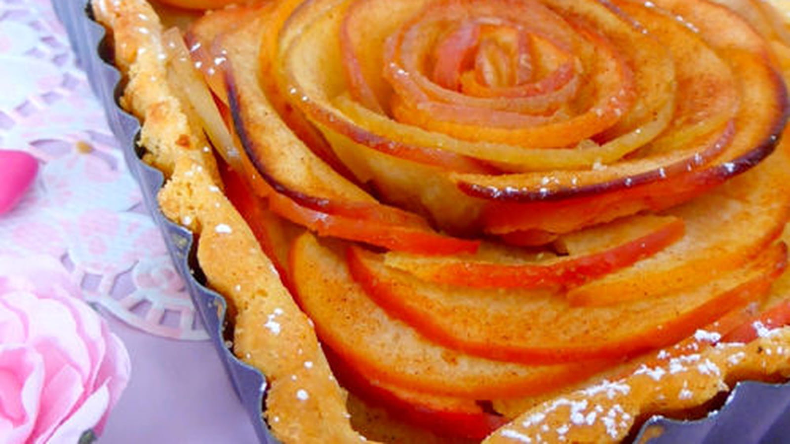 Tarte aux pommes bouquet de roses