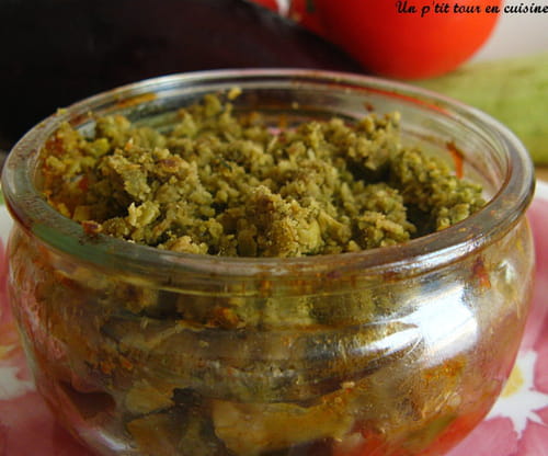 Crumble de légumes d'été au pesto de basilic