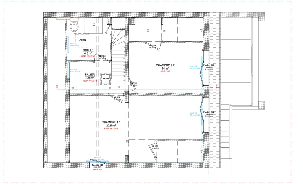 Le plan du R+1&nbsp;avant travaux