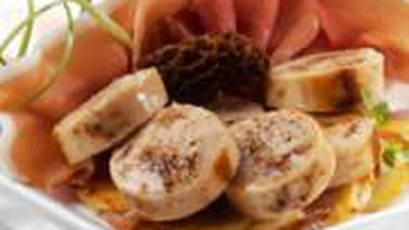 Boudin blanc aux morilles et jambon cru