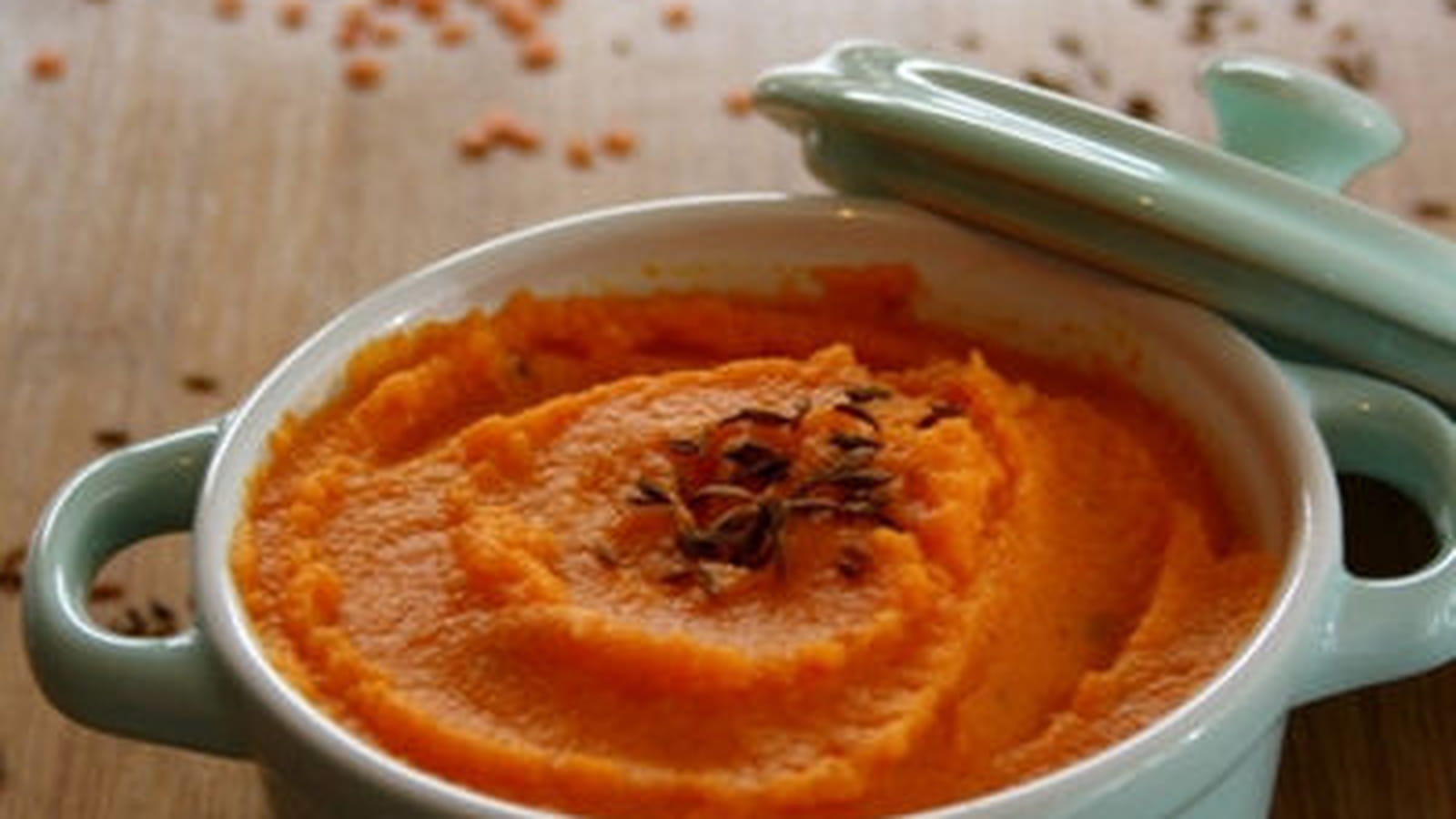 Purée de carottes et lentilles corail