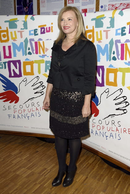 Valerie Trierweiler en robe &agrave; strass et verte courte