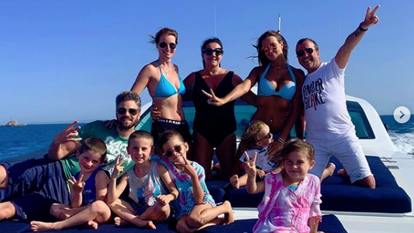 Michael Foret, sa femme Céline Debande, Jade Foret-Lagardère, Arnaud Lagardère, Maité Paz et ses petits-enfants