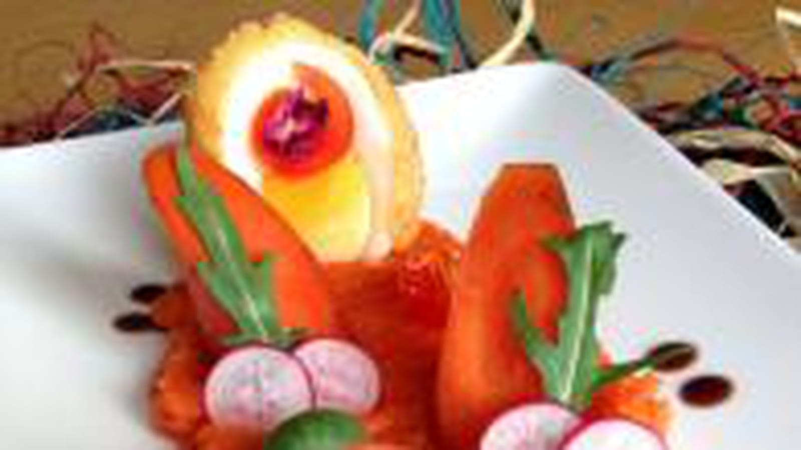 Oeuf mollet frit et son duo de carottes