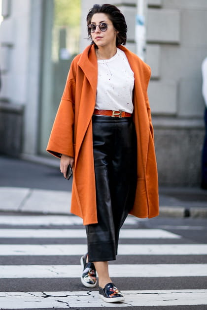 Street style &agrave; Milan : le pantalon en cuir