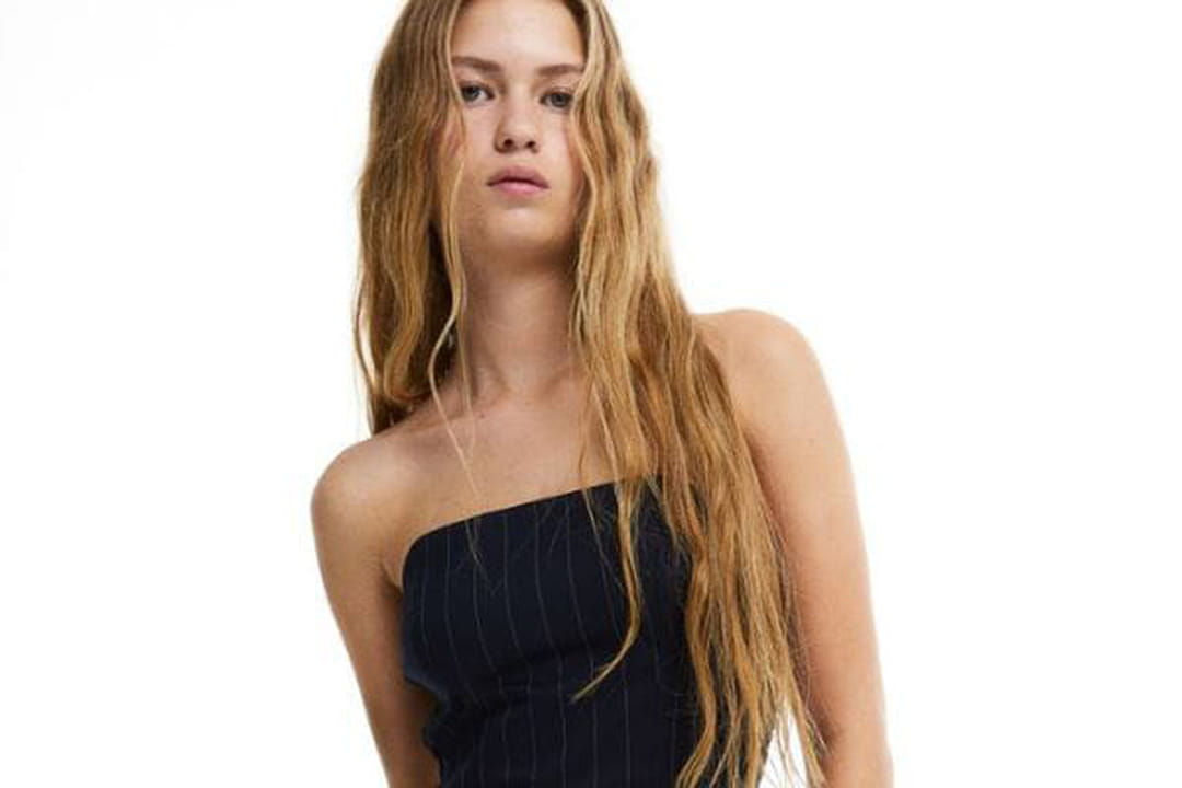 Top façon corset vichy navy main image 1