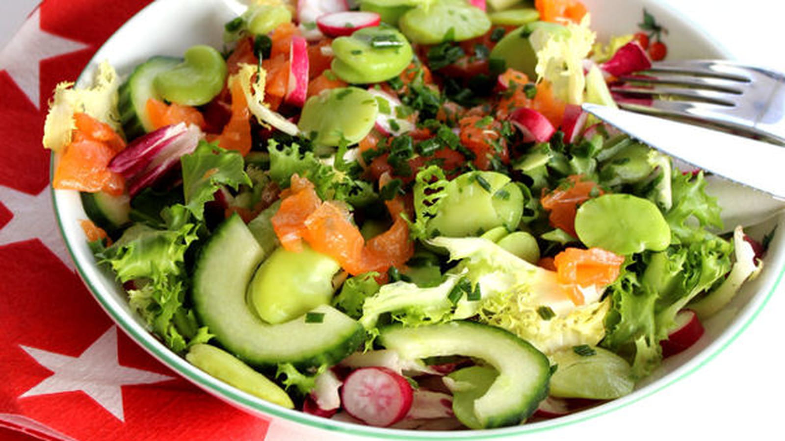 Salade Truite Fumée et Fèves