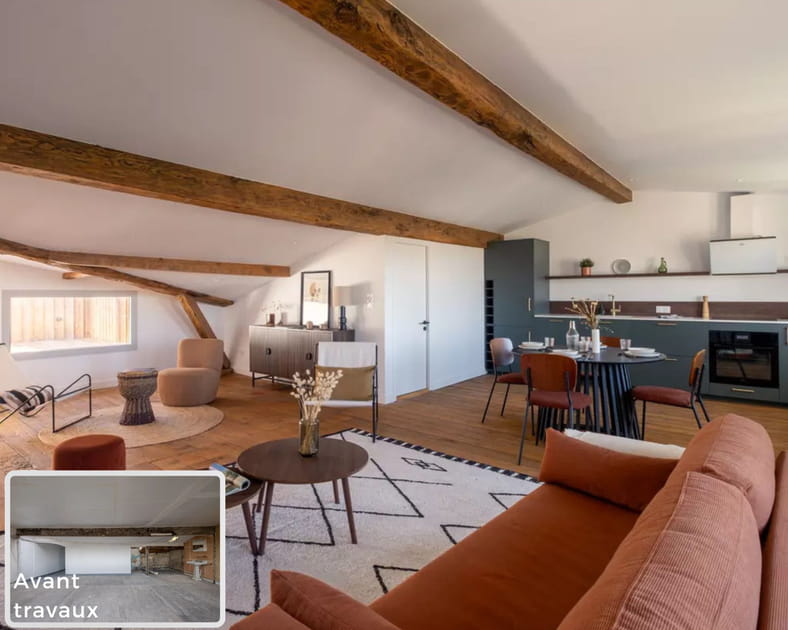 Avant-apr&egrave;s&nbsp;: deux biens sous les toits r&eacute;unis en un appartement avec terrasse